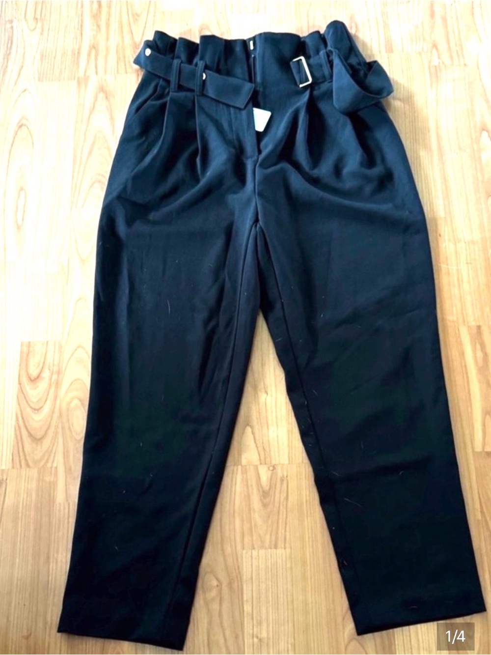 Molly Bracken black belted paperbag waist straight leg trousers size small